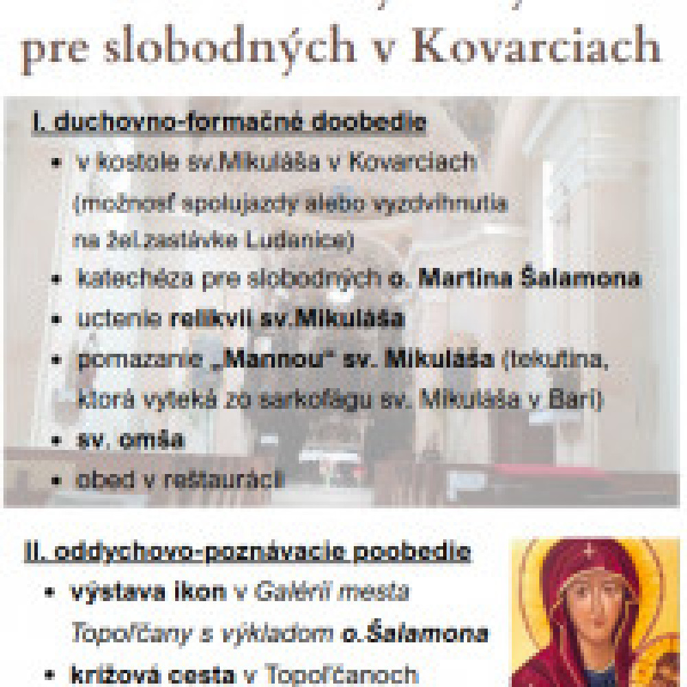 Duchovno-formačný program pre slobodných v kostole sv. Mikuláša