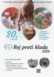 Vincentská rodina organizuje 20. ročník celoslovenskej zbierky Boj proti hladu