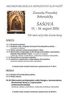 V Šašovej sa cez víkend uskutoční archieparchiálna odpustová slávnosť