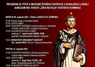 Jubileum sv. Dominika oslávia aj vo svätyni Madony Žitného ostrova