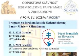 V kostole Sedembolestnej v Záhradnom bude odpustová slávnosť