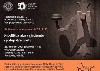 Pozvánka na online prednášku Modlitba ako vyjadrenie spolupatričnosti