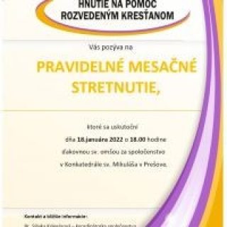 Pravidelné stretnutie Hnutia na pomoc rozvedeným kresťanom