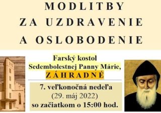 Vo farnosti Záhradné budú modlitby a pomazanie olejom svätého Šarbela