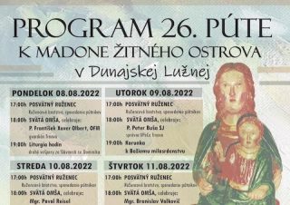 Pozvánka na púť k soche Madony Žitného ostrova v Dunajskej Lužnej