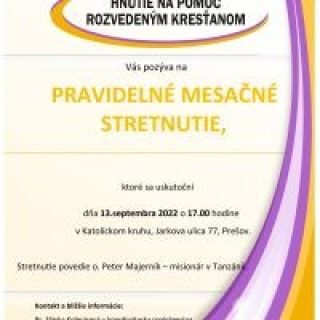 Pravidelné stretnutie Hnutia na pomoc rozvedeným kresťanom
