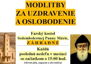 Vo farnosti Záhradné budú modlitby a pomazanie olejom sv. Šarbela