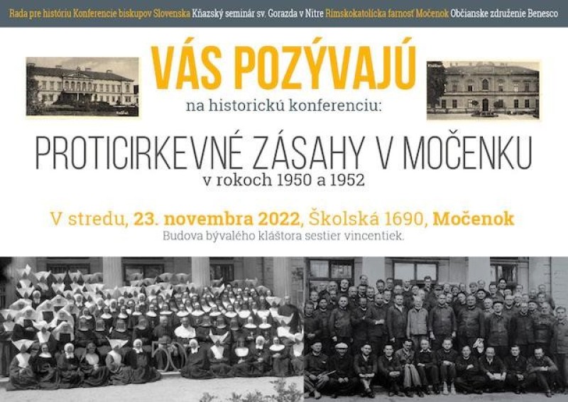 V Močenku bude odborná konferencia Proticirkevné zásahy v Močenku