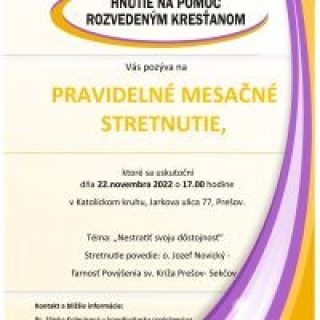 Pravidelné stretnutie Hnutia na pomoc rozvedeným kresťanom