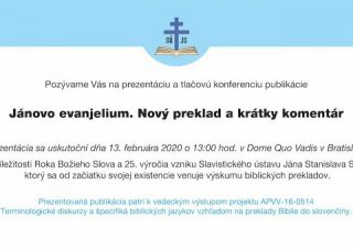 Uvedú publikácie Jánovo evanjelium. Nový preklad a krátky komentár