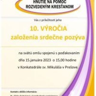 Poďakovanie za 10 rokov Hnutia pre rozvedených kresťanov