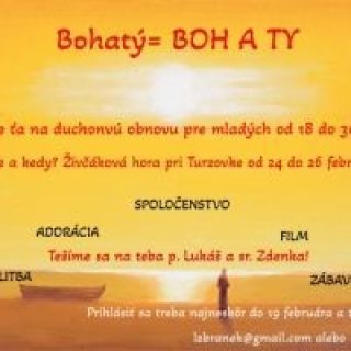 Duchovná obnova na hore Živčáková, pre mladých na tému Boh a Ty....