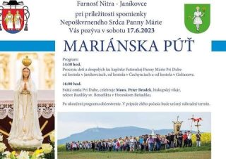 Pozvánka na mariánsku púť ku kaplnke Fatimskej Panny Márie Pri Dube