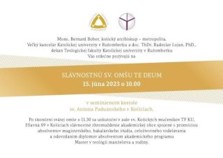 Pozvánka na slávnostné ukončenie akademického roka TF KU v Košiciach