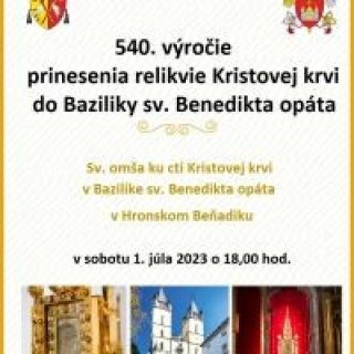 VÝROČNÁ SV. OMŠA KU CTI KRISTOVEJ KRVI