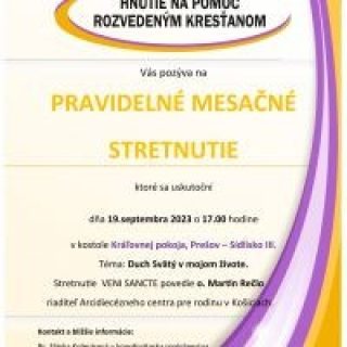 Pravidelné stretnutie Hnutia na pomoc rozvedeným kresťanom