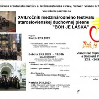 17. ročník medzinárodneho festivalu BOH JE LÁSKA
