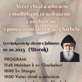 Večer chvál a adorácia s modlitbami za uzdravenie a oslobodenie
