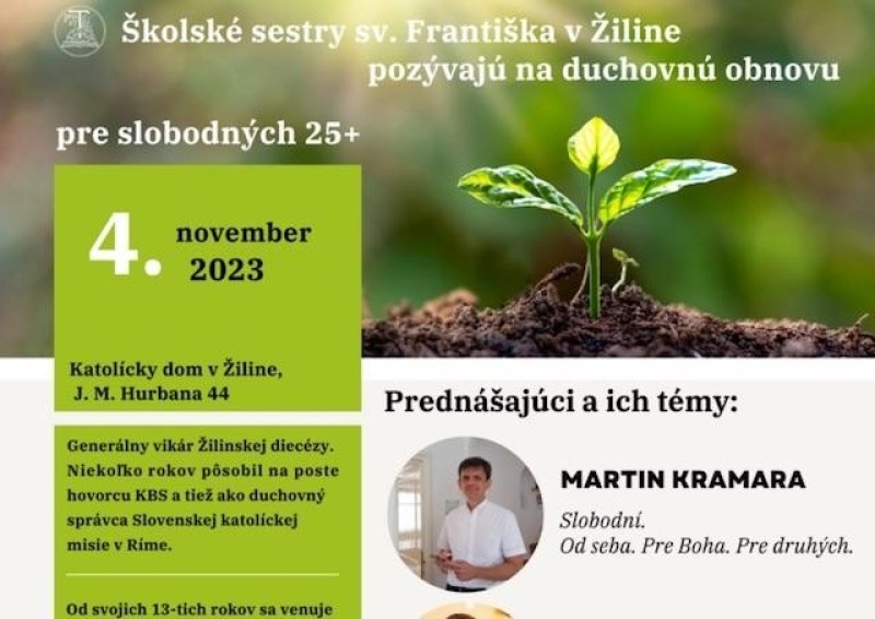 Školské sestry pozývajú na obnovu pre slobodných mužov a ženy 25+