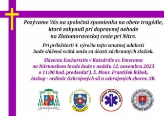 V Katedrále sv. Emeráma v Nitre bude spomienka na obete tragickej nehody