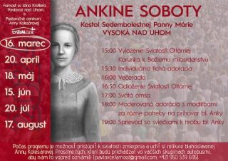 Najbližšiu sobotu bude ďalšia pútnická sobota s blahoslavenou Annou