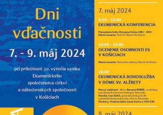V metropole východu pozývajú na Dni vďačnosti za ekuménu v Košiciach