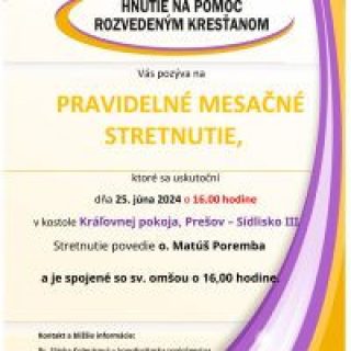 Pravidelné stretnutie Hnutia na pomoc rozvedeným kresťanom