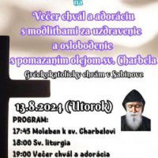 Večer chvál a adorácia s modlitbami za uzdravenie a oslobodenie