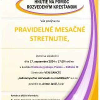 Pravidelné stretnutie Hnutia na pomoc rozvedeným kresťanom