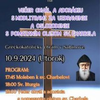 Večer chvál a adorácia s pomazaním olejom sv. Charbela