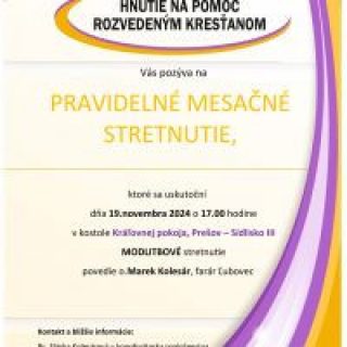Pravidelné stretnutie Hnutia na pomoc rozvedeným kresťanom