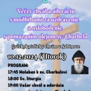 Večer chvál a adorácia s modlitbami za uzdravenie a oslobodenie