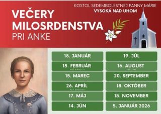 Pozvánka na večery milosrdenstva v rodisku blahoslavenej Anny Kolesárovej