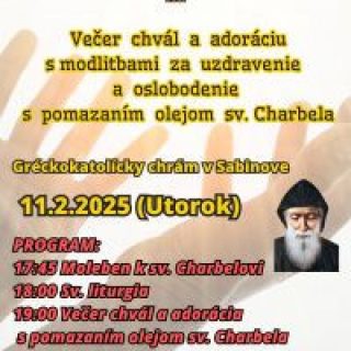 Večer chvál a adorácia s modlitbami za uzdravenie a oslobodenie