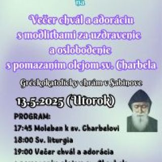 Večer chvál a adorácia s modlitbami za uzdravenie a oslobodenie