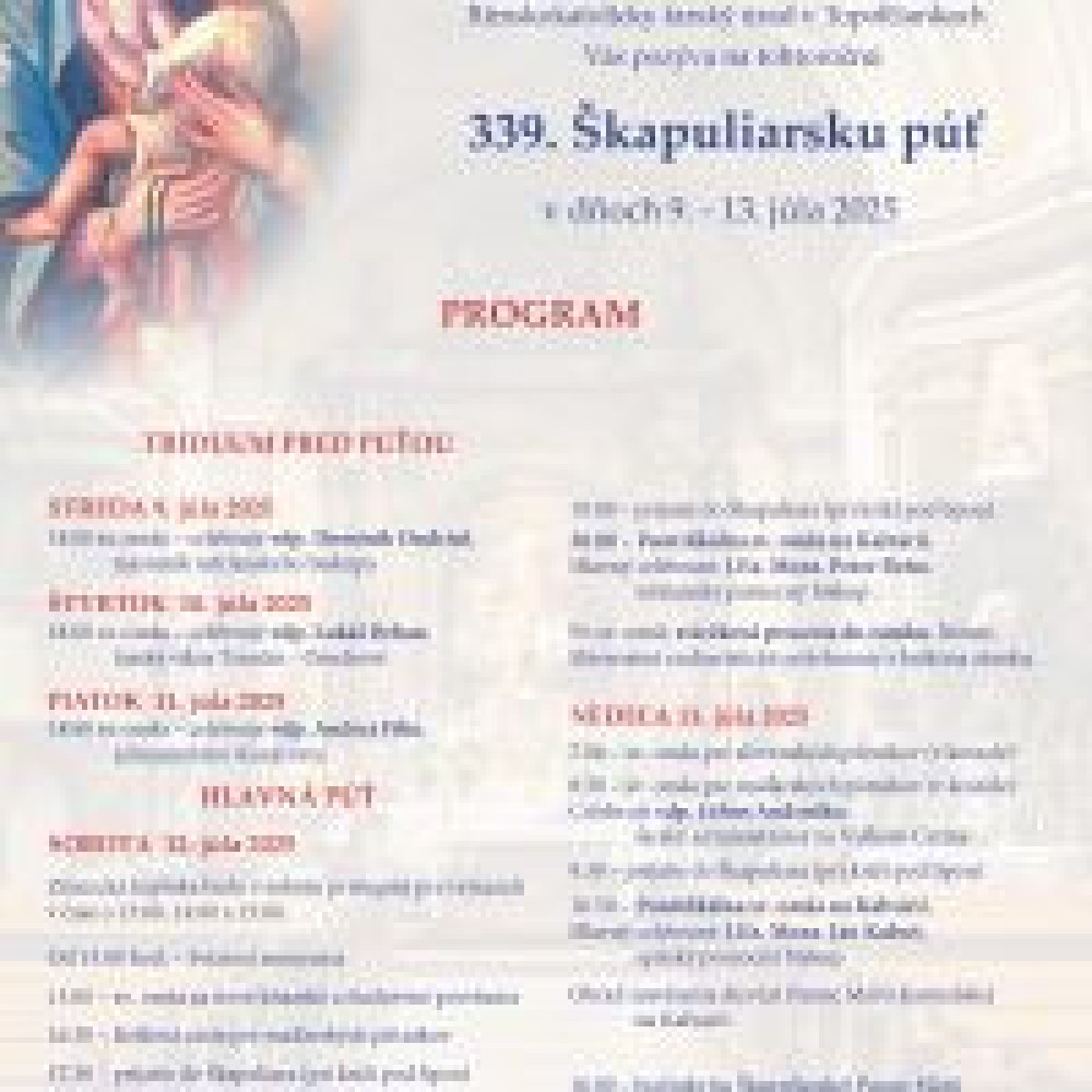 Škapuliarska púť Topoľčianky 2025