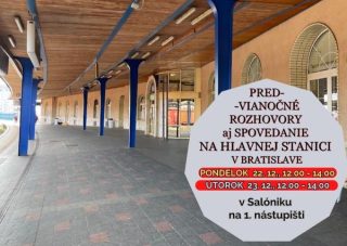 Predvianočné spovedanie na Hlavnej stanici v Bratislave s biskupom Haľkom