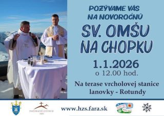 Na terase vrcholovej stanice lanovky Rotundy na Chopku bude novoročná omša