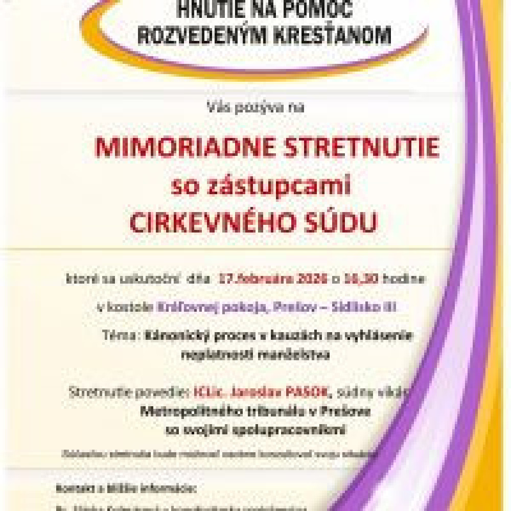 MIMORIADNE STRETNUTIE so zástupcami cirkevného súdu